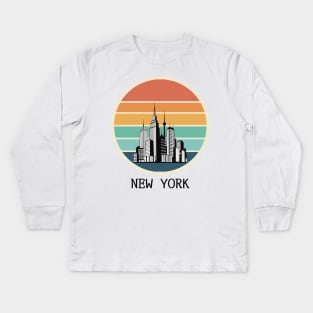 New York sunset design Kids Long Sleeve T-Shirt